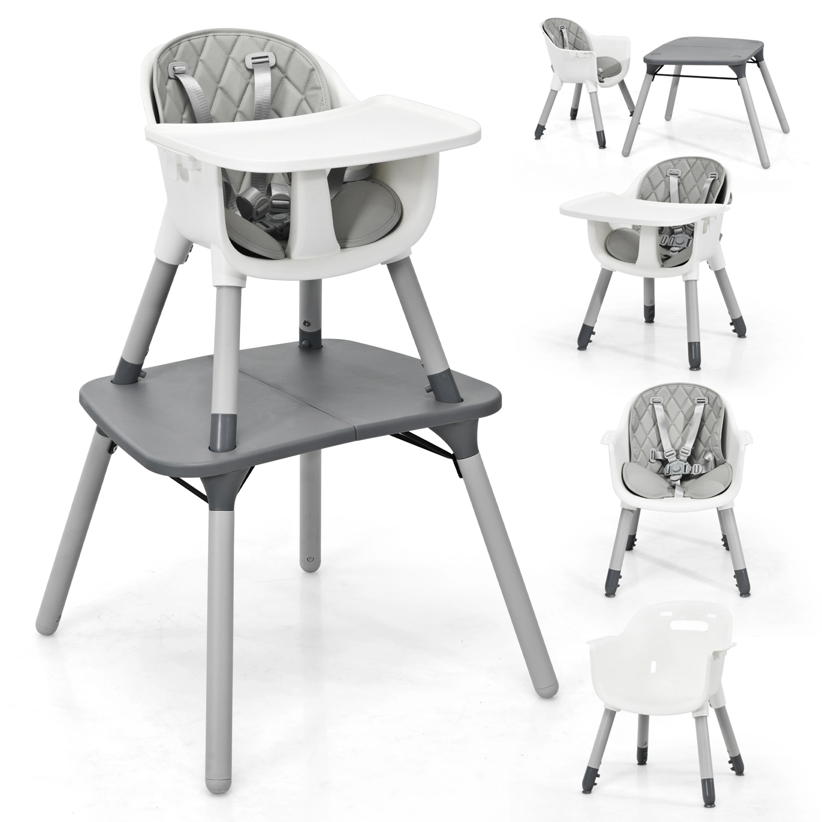 SUGIFT PU Cushion 4-in-1 Convertible Baby High Chair and Toddler Table Set