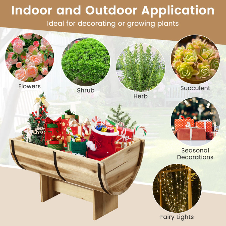 Hivvago Outdoor Wooden Planter with Legs for Flower Herb Vegetable Fruit