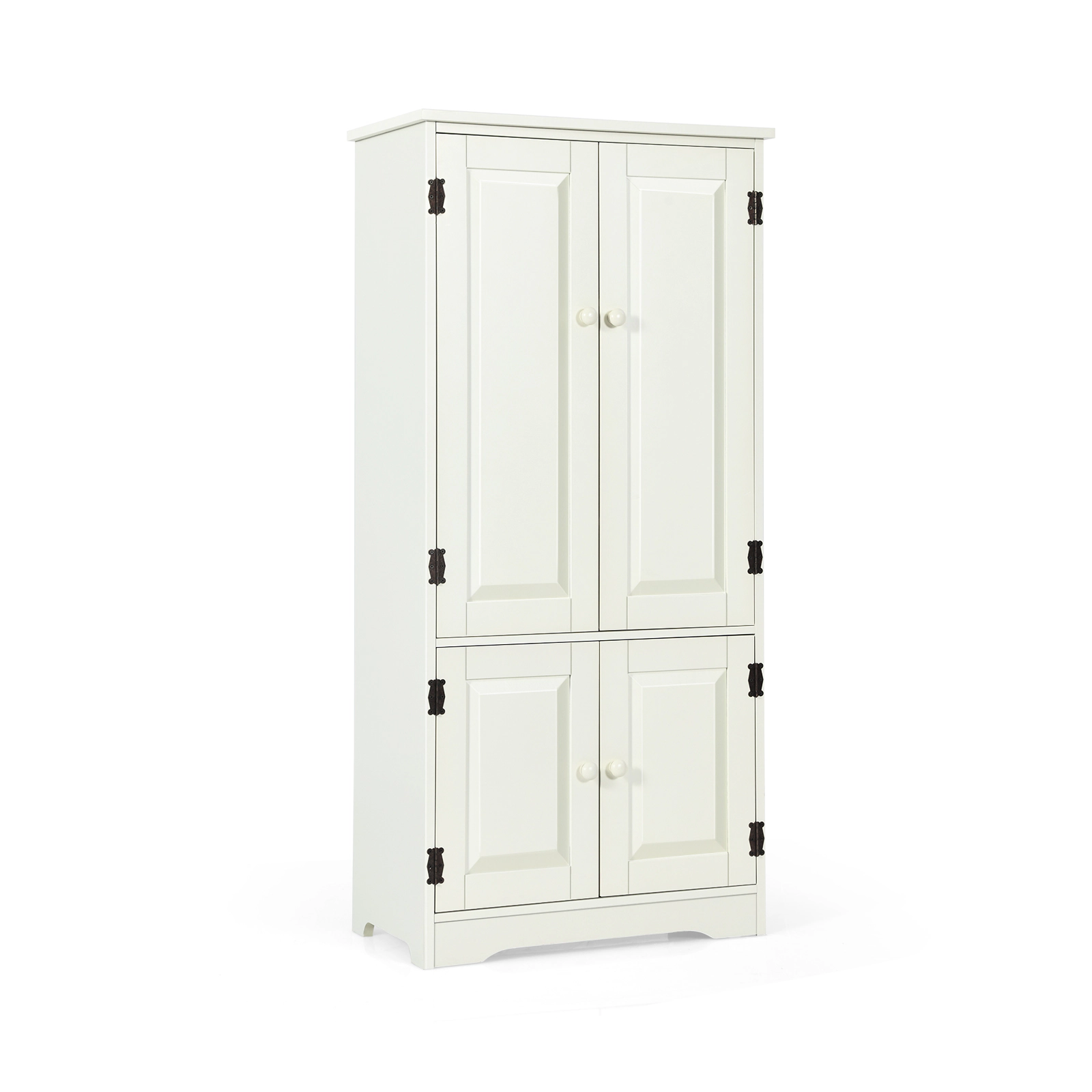 SUGIFT 49-in Tall 24-in Wide White Antique Accent Storage Cabinet with 2 Doors and 5-Height Adjustable Shelves