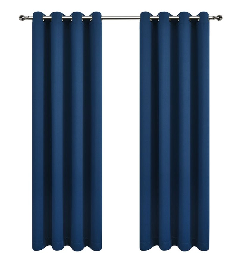 Kate Aurora Navy Blue 2 Piece Grommet Top Blackout Curtain Panels For Extra Long Windows - 95 in. Long