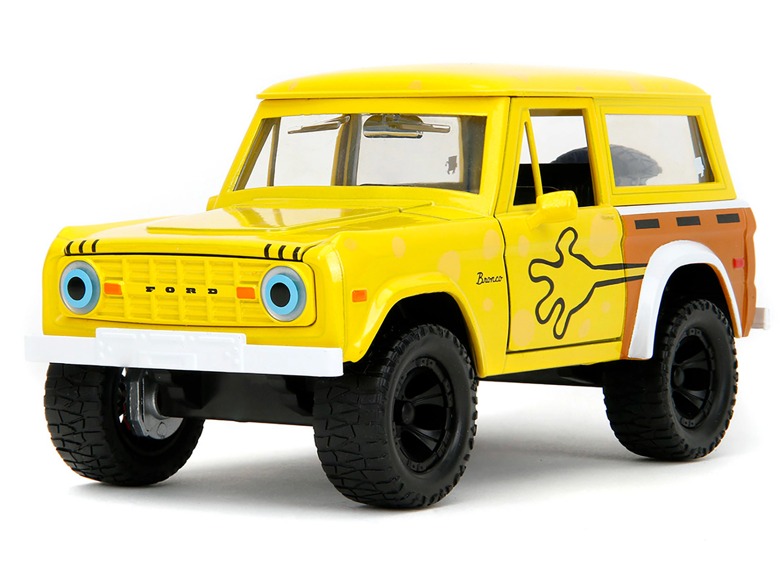 Jada 1973 Ford Bronco Yellow with Graphics and SpongeBob SquarePants Diecast Figure "SpongeBob SquarePants"