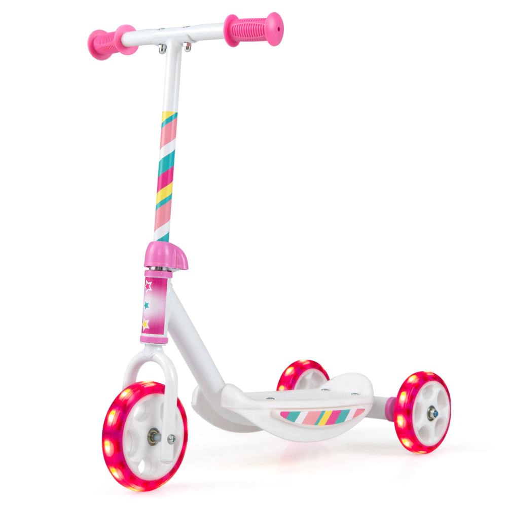 Hivvago Toddlers Kick Scooter with LED Light-Up Wheels and Wide Anti-Slip Deck for Boys and Girl