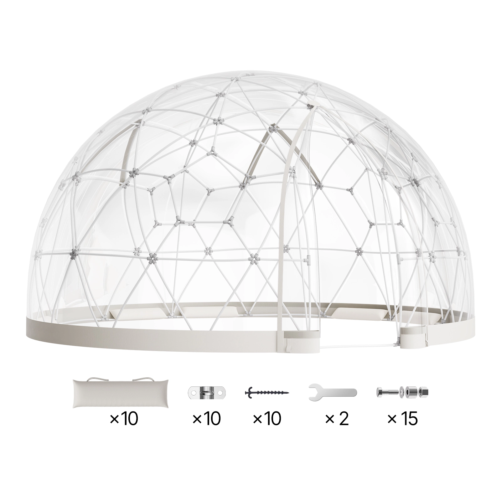 HONGGE Garden Dome Igloo Outdoor Clear Bubble Tent for Weatherproof Geodesic Dome Greenhouse with Window PVC Igloo Tent