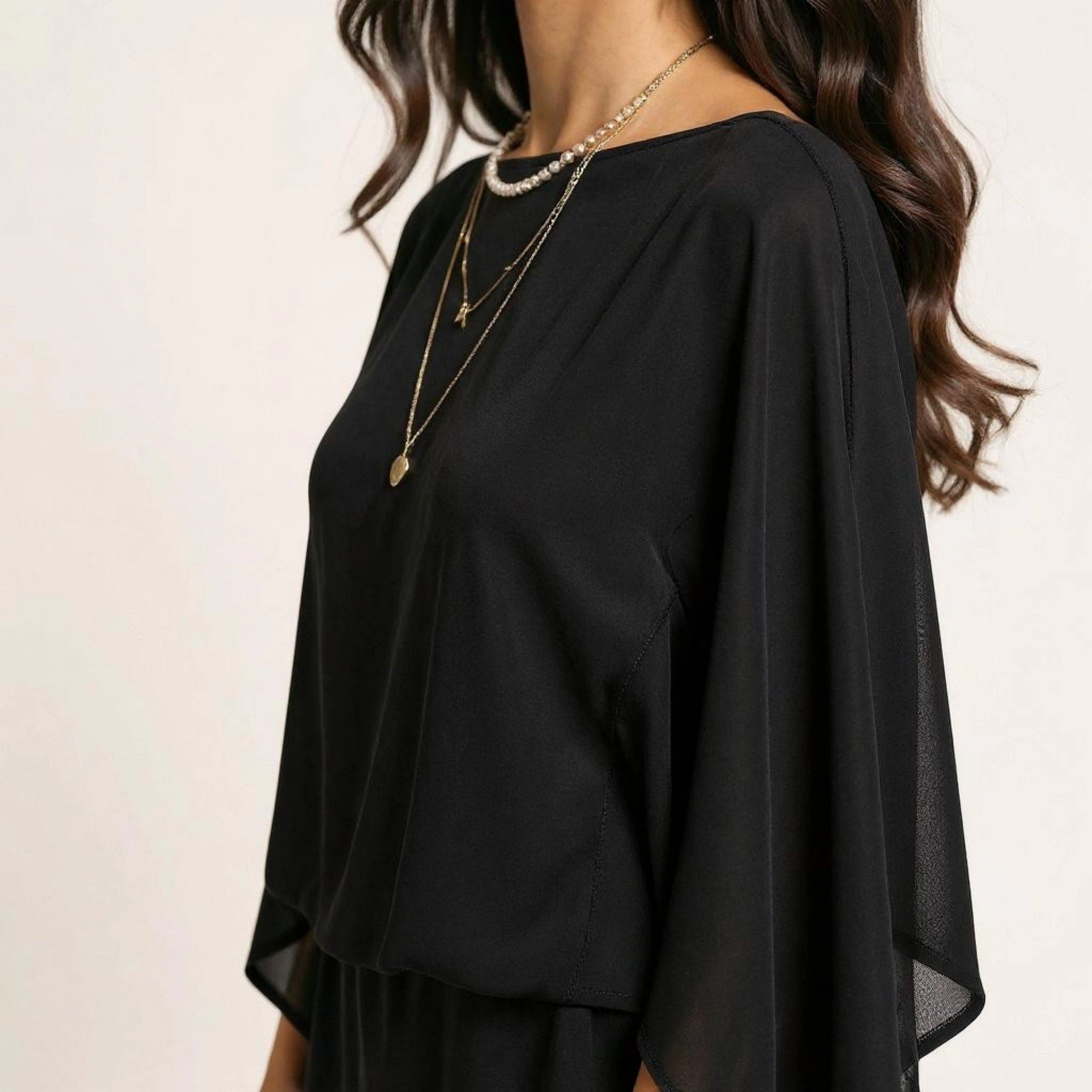 Anna-Kaci Women's Sheer Draped Long Sleeves Fitted Skirt Mini Dress