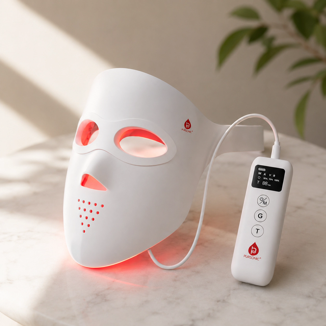 Pursonic Unisex 3D Soft Silicone LED Light Therapy Face Mask with Smart Controller