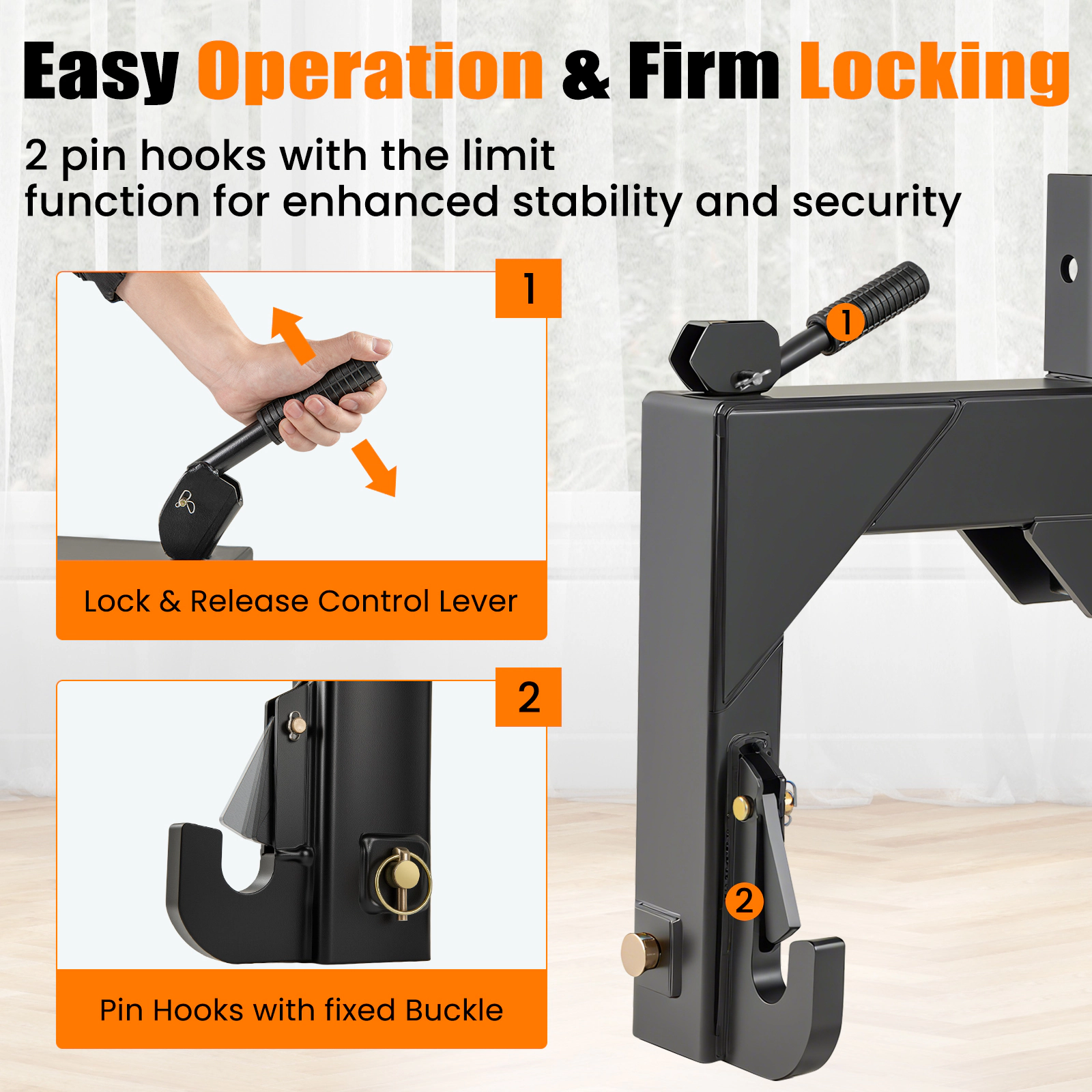 LJG 3-Point Quick Hitch with 5 Level Adjustable Bolt for Farming
