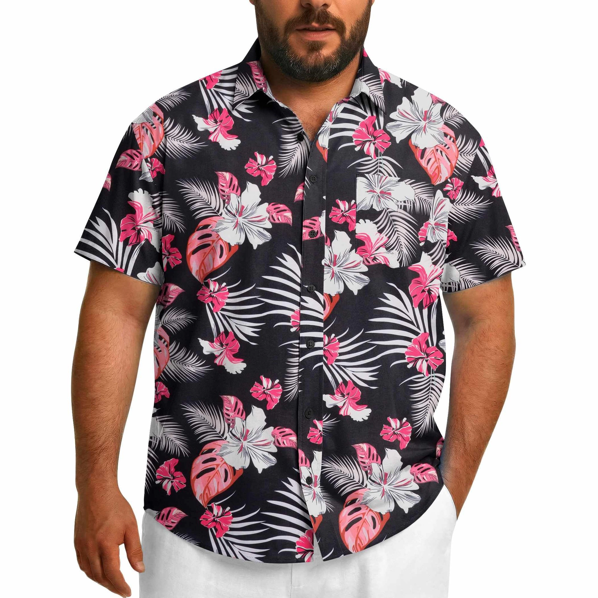 COOFANDY Mens Palm Tree Print Hawaiian Shirt Short Sleeve Button Down Casual Tops