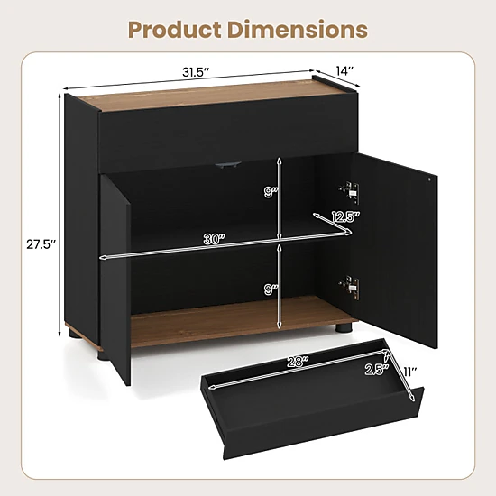Hivvago Sideboard Buffet Cabinet With Storage Wooden Kitchen Storage Cabinet