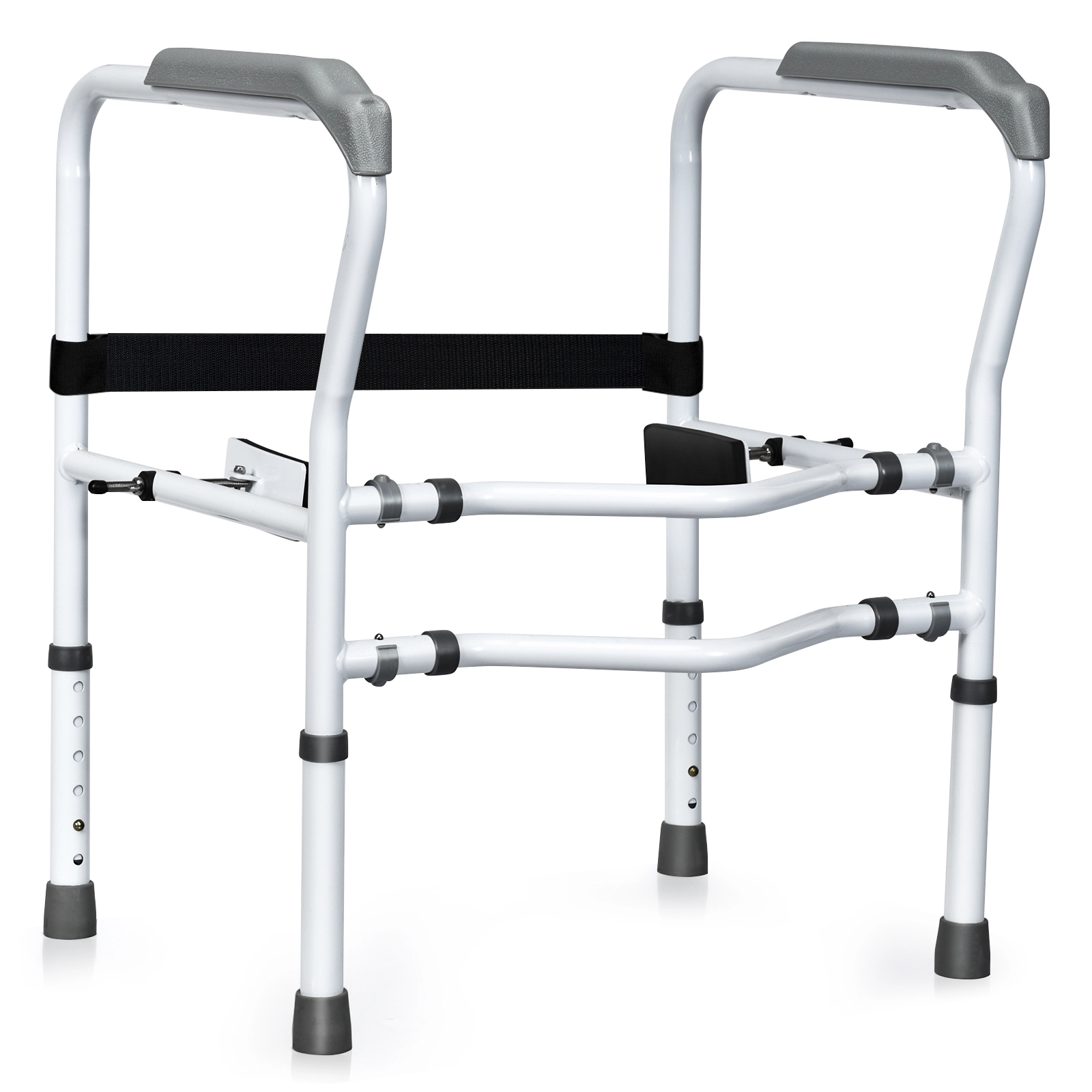 SUGIFT Adjustable Steel Toilet Safety Rail with Fixable Clip 300-lb Capacity White Gray