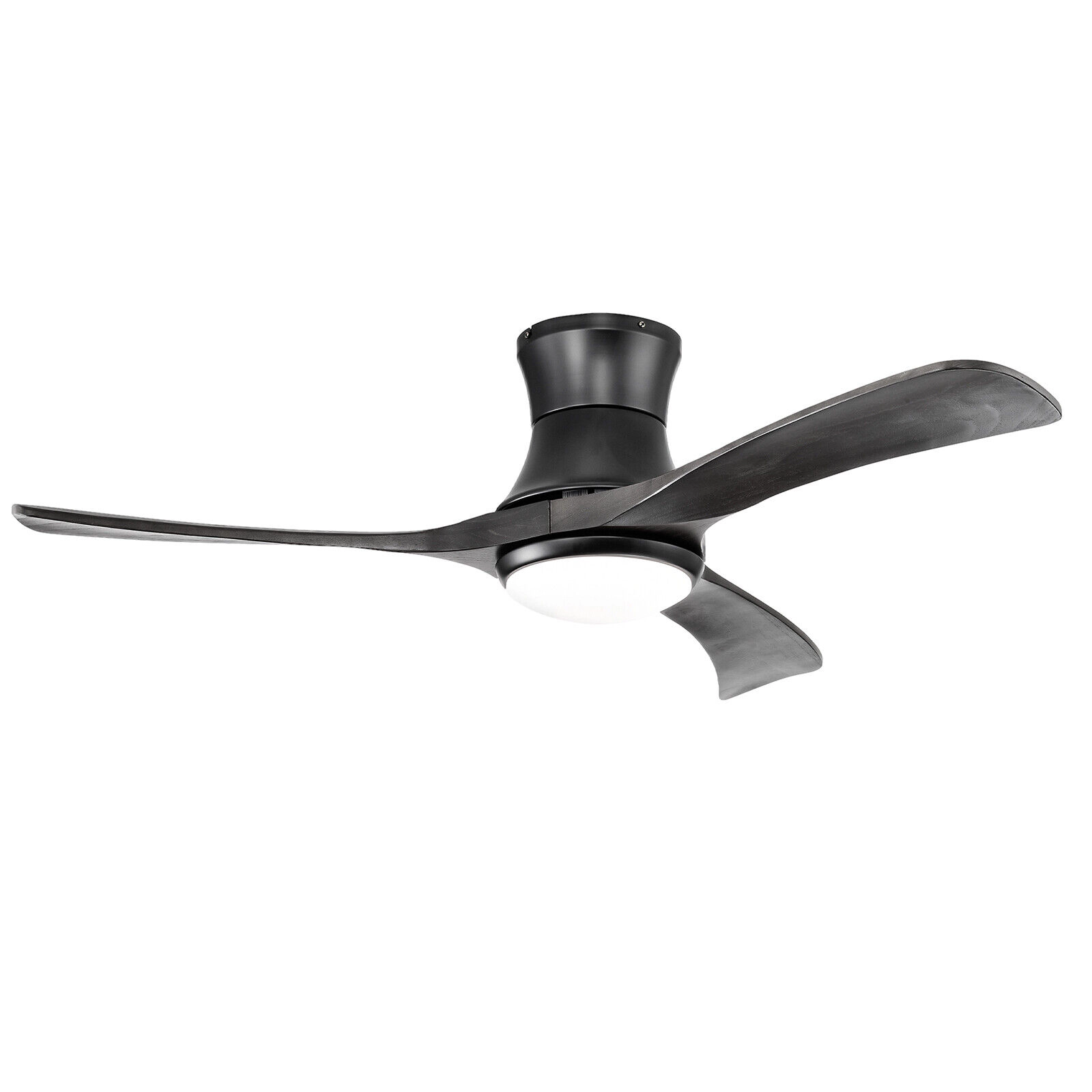 SUGIFT 52-Inch Black Flush-Mount Ceiling Fan, 3 Blades, 6 Speeds, 22W LED Light and Remote