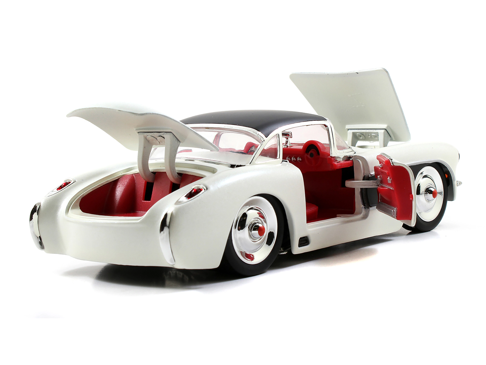 Jada 1957 Chevrolet Corvette Satin Cream Metallic with Matt Black Top and Side 1/24 Diecast Model Car by Jada
