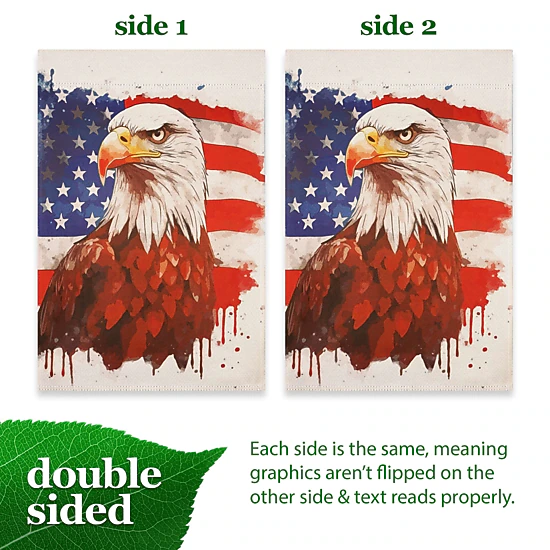 G128 Patriotic Bald Eagle 12x18 in Double-Sided Garden Flag