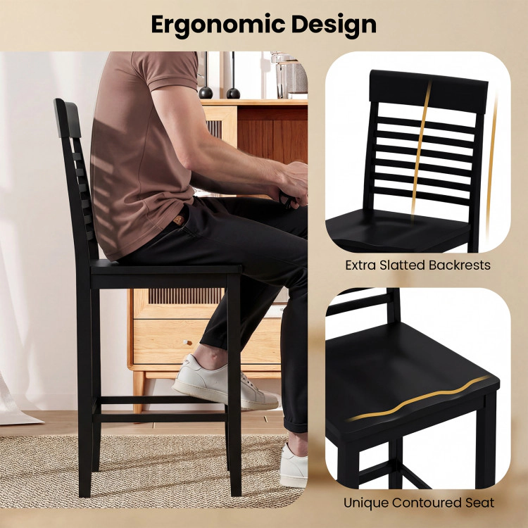 Hivvago Solid Wood Dining Chairs with Footrests, Pack of 2