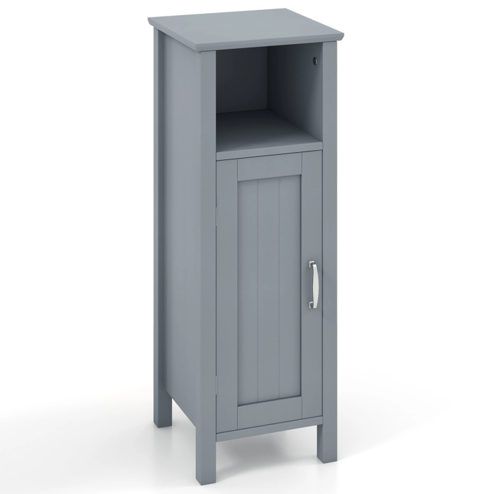 SUGIFT Waterproof MDF Bathroom Storage Cabinet with Open Shelf 66-lb Top Capacity 2-Tier Interior Gray