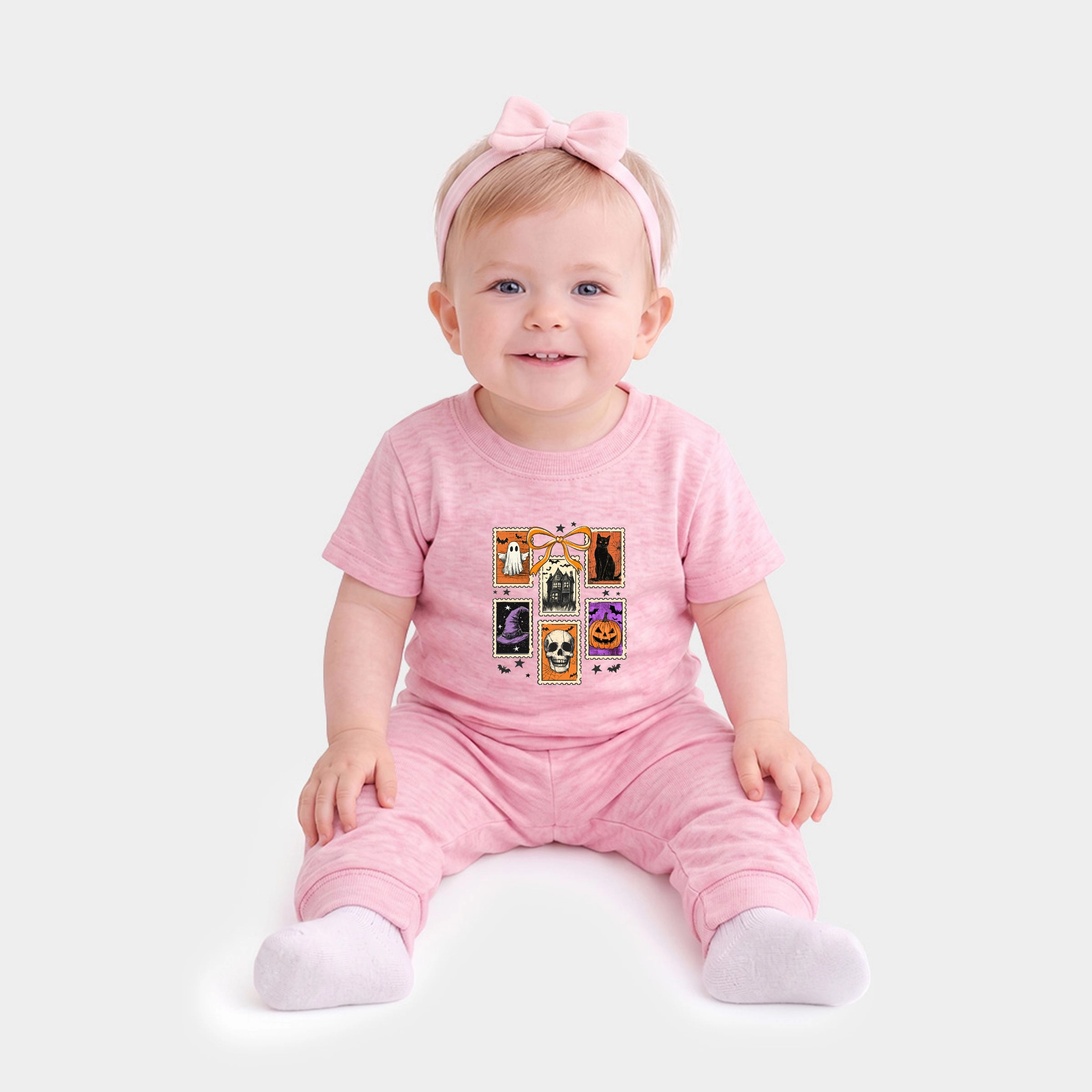 The Juniper Shop - Infant Jogger Pant Crew Set of 2 Coquette Halloween Stamps