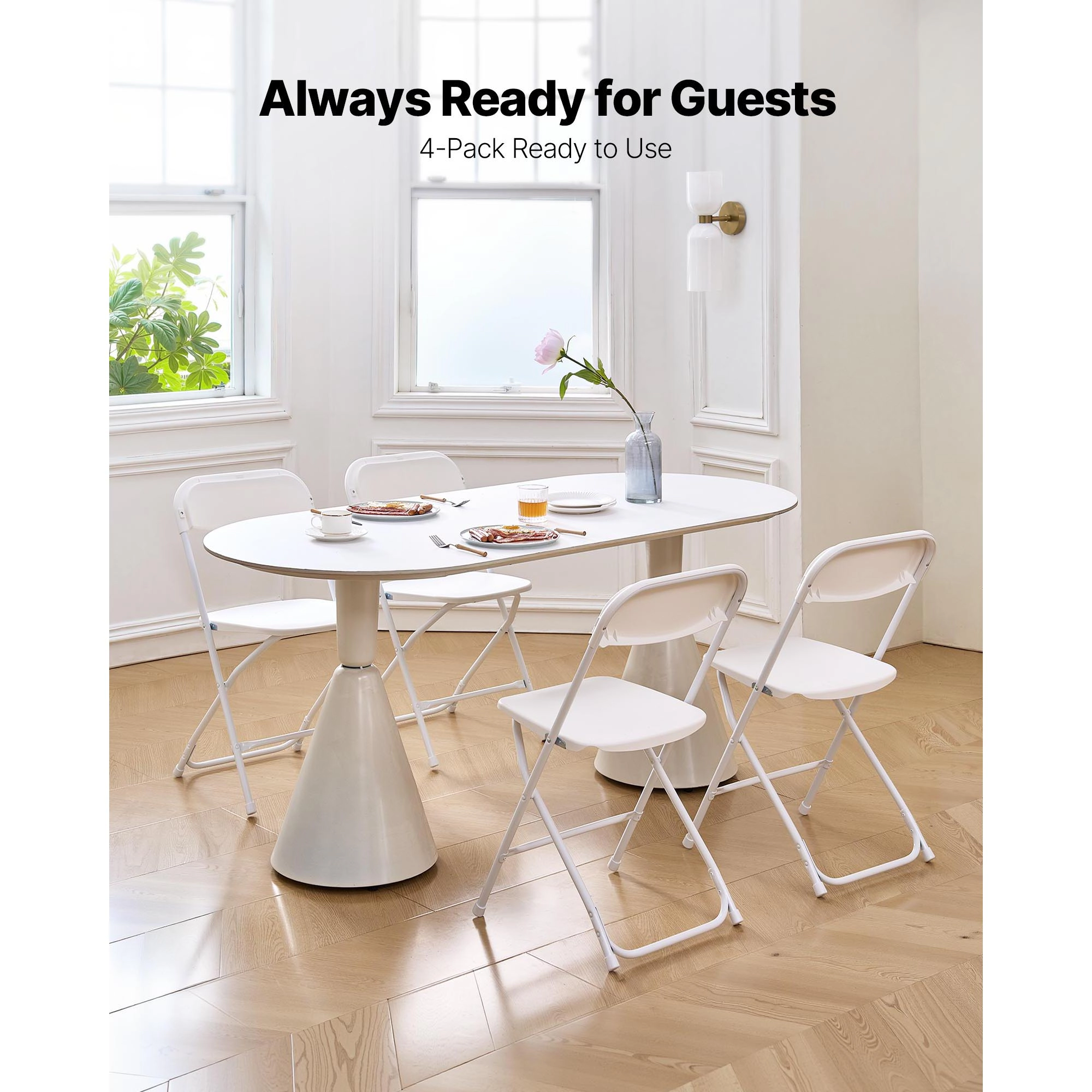 HONGGE Folding Chairs Foldable Chairs with Heavy Duty Metal Frame Portable Folding Card Table Chairs Stackable Seats