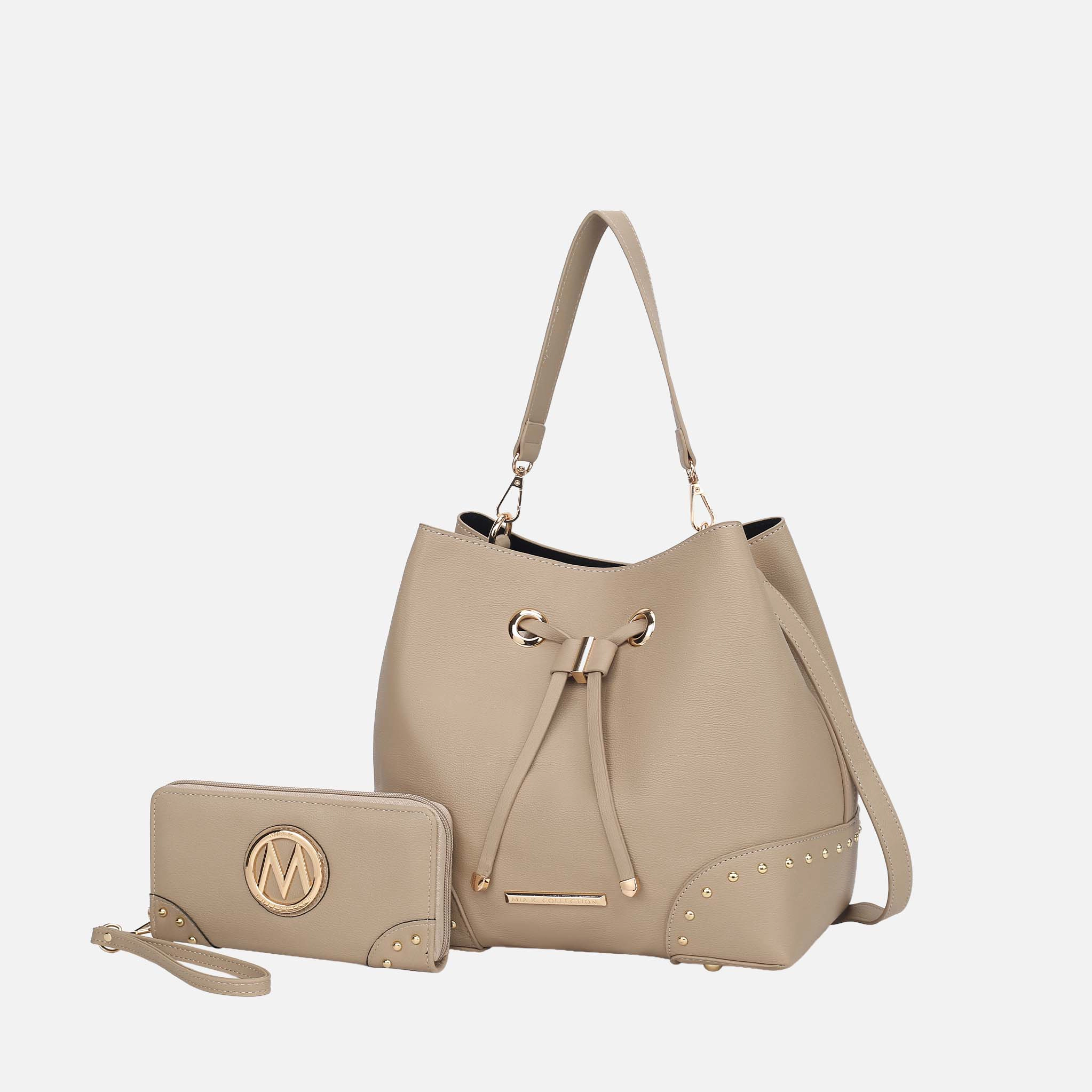 MKF Collection by Mia K Callie Bucket Bag with Matching Wallet, Vegan Leather Hobo