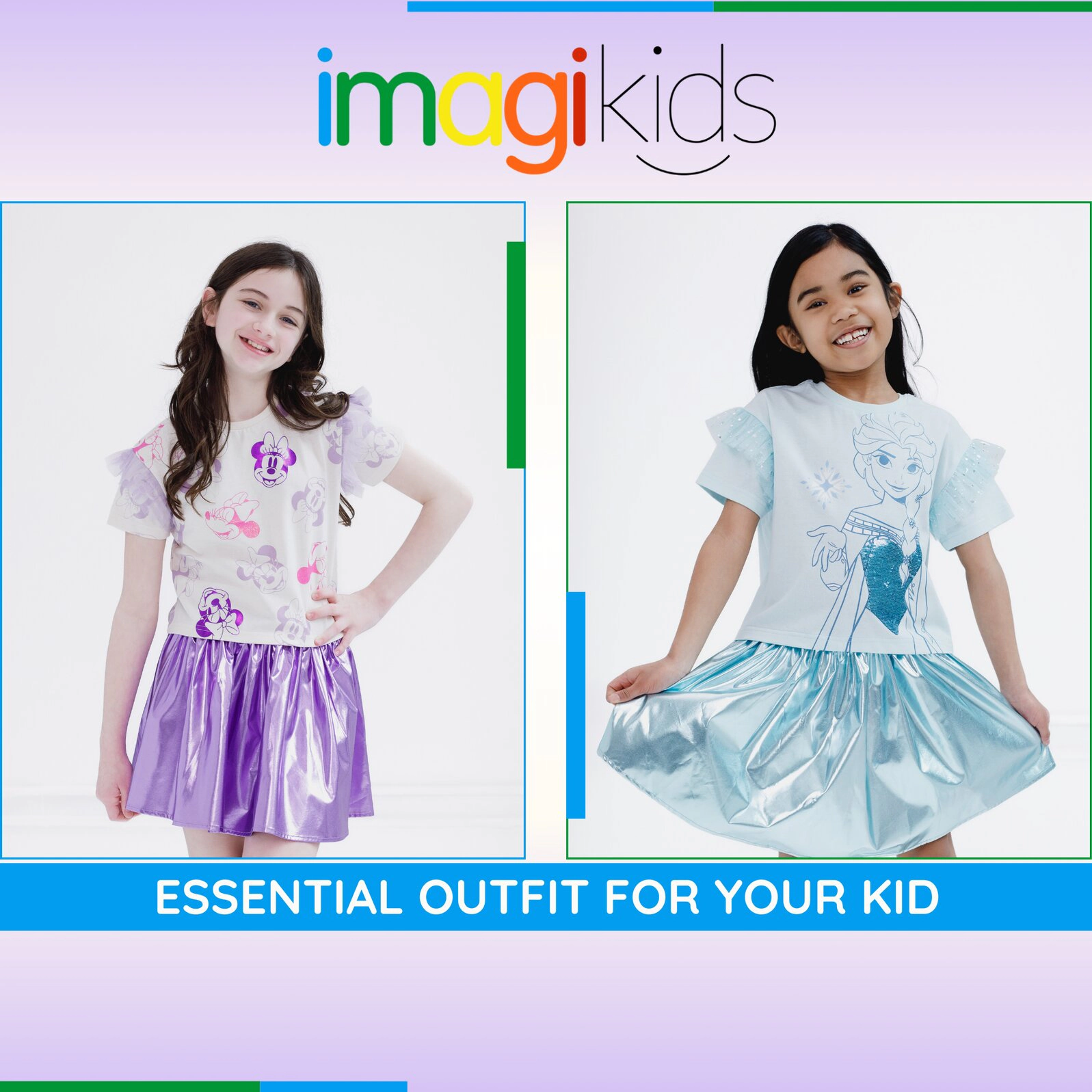 Disney Girls' 2-Piece T-Shirt and Skirt Set