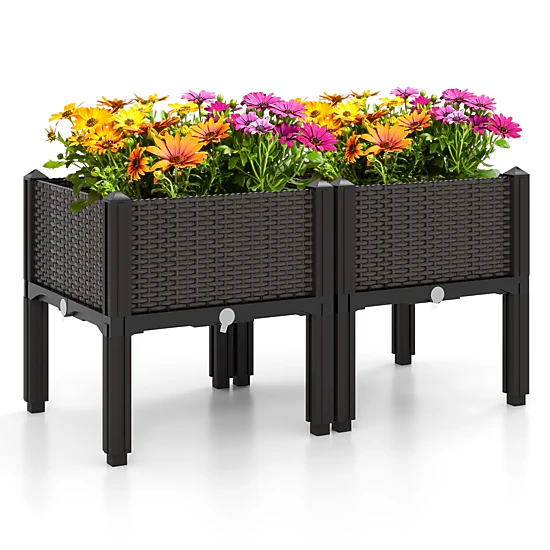 SlickBlue Outdoor Self Watering Raised Garden Bed Planter Box