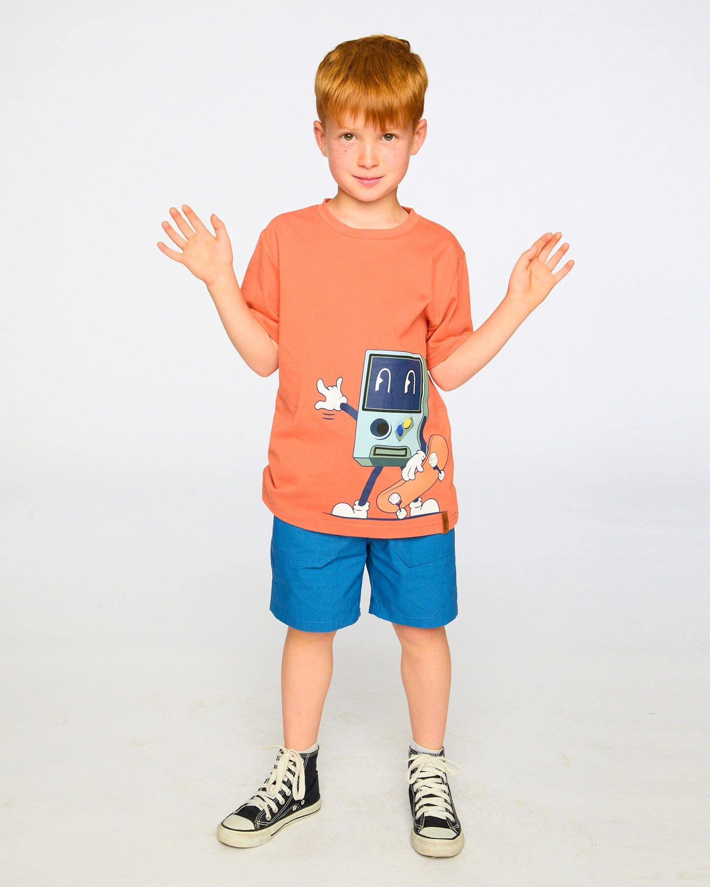 Deux par Deux Boys Organic Cotton Jersey Video Game and Skate Graphic Print T-Shirt