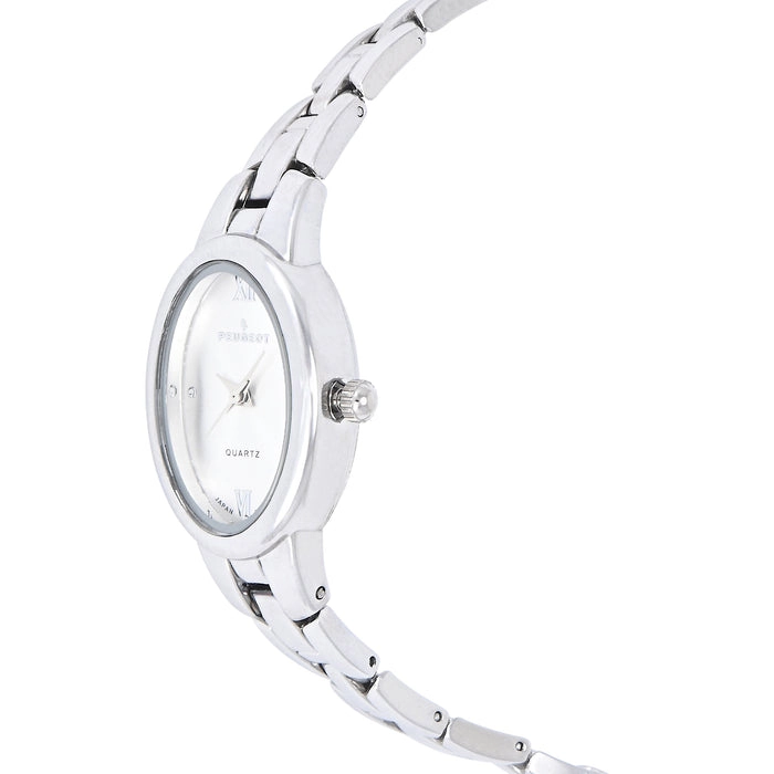 Peugeot Women's Silver 30x25mm Oval Dial Link Bracelet Watch