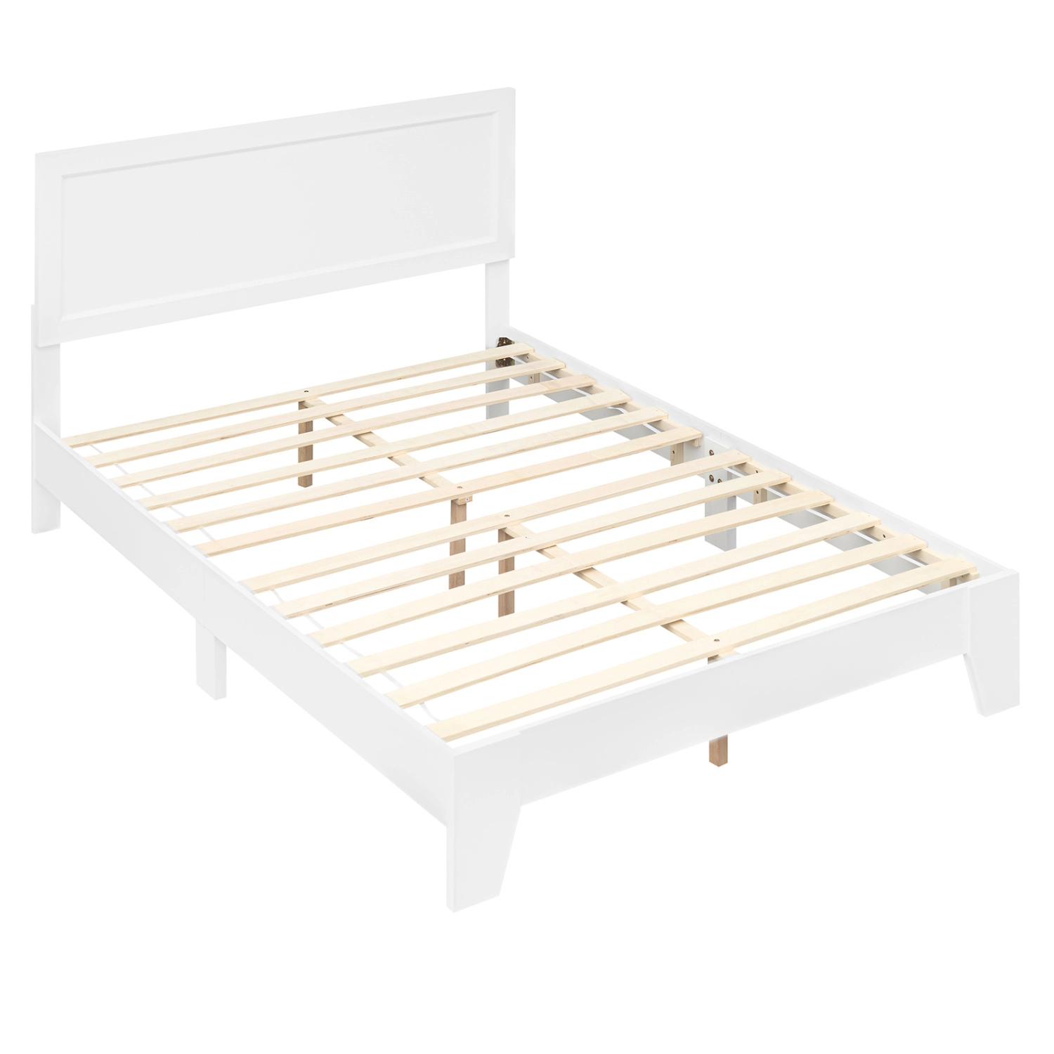LJG Full Size Modern Bed Frame with Headboard No Box Spring Needed