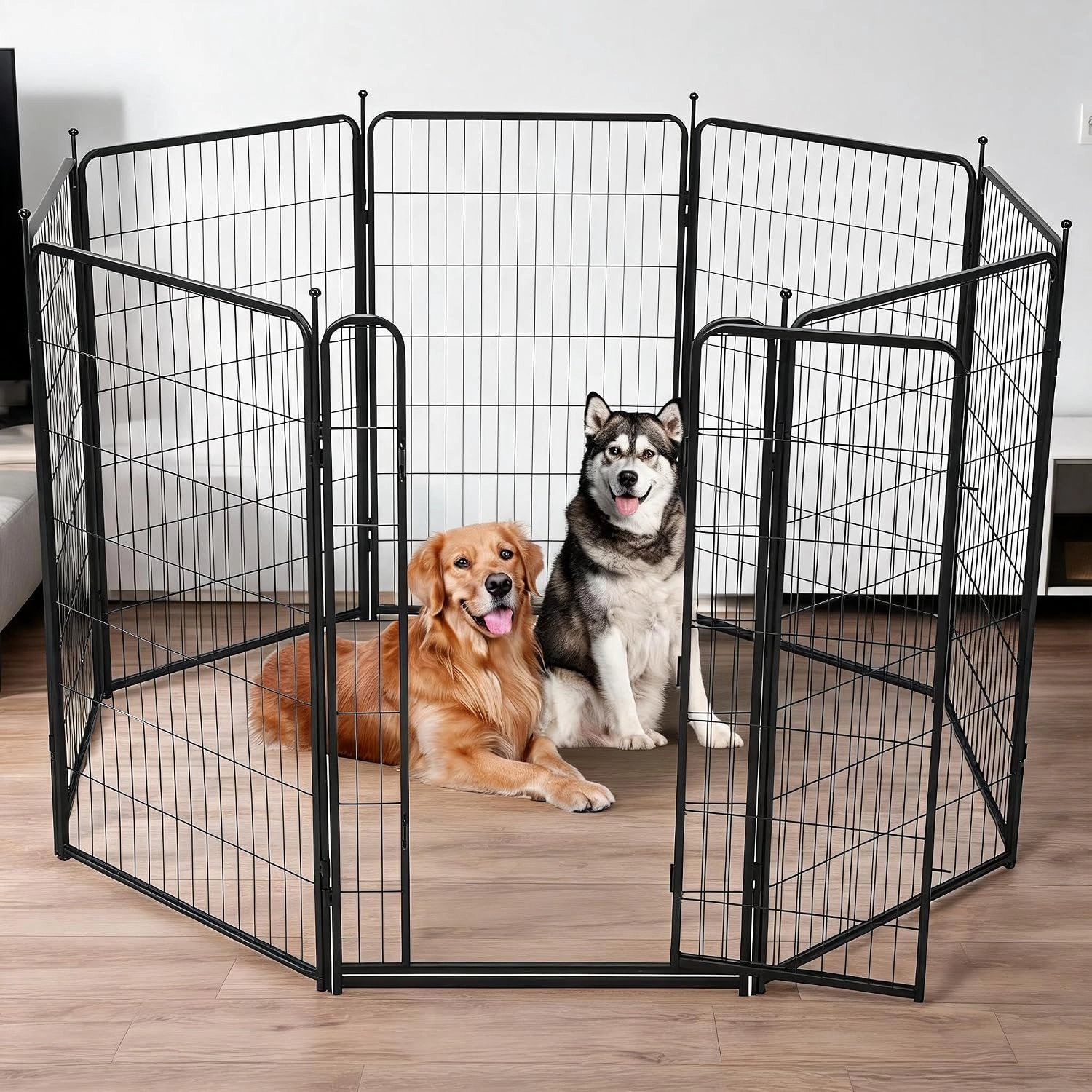 32x40 Inch 8-Panel Heavy-Duty Metal Dog Playpen, Portable Pet Exercise Fence for Outdoor RV