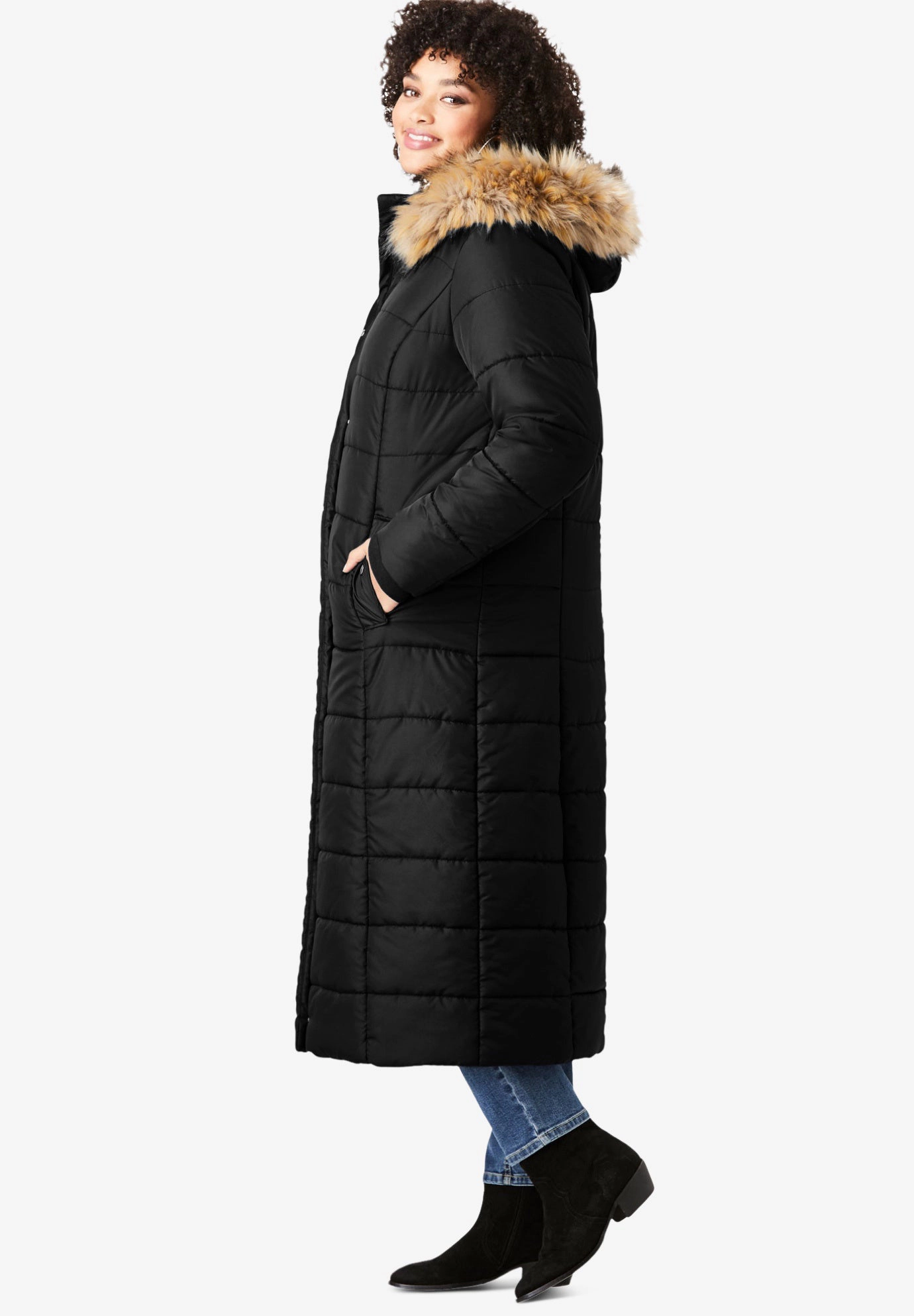 Roaman's Women's Plus Maxi Length Puffer Coat