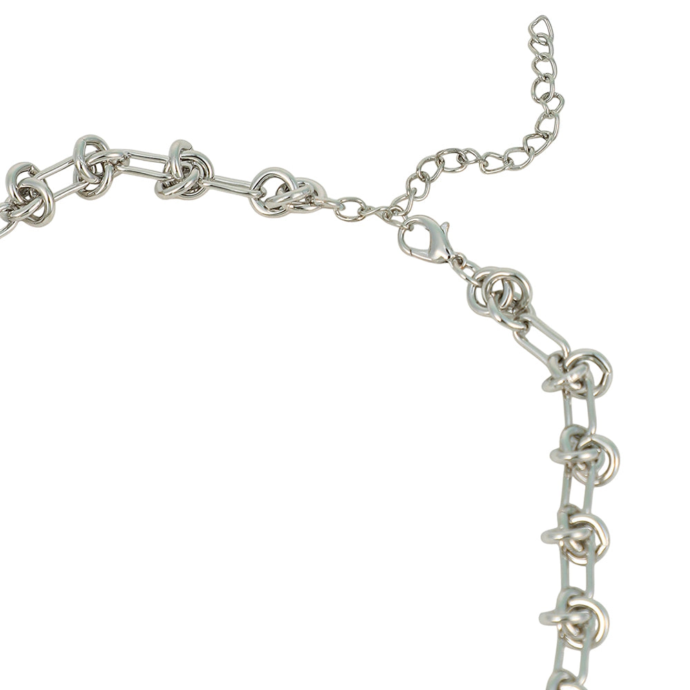 SOHI Women's The Knot-Link Chain Necklace - Metallic Silver
