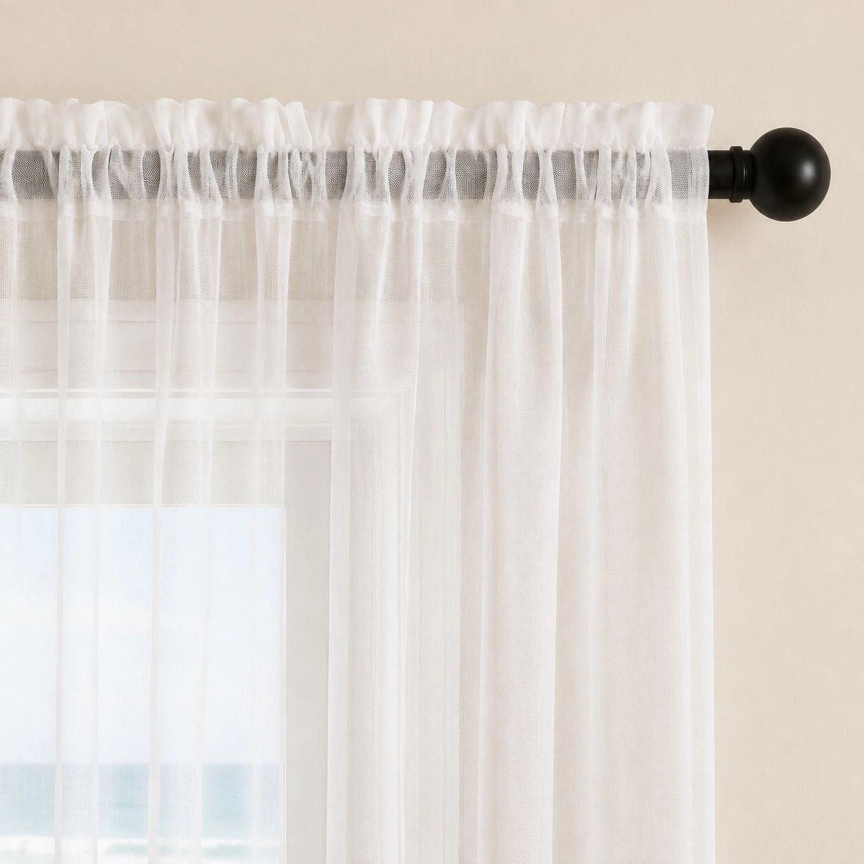 Kate Aurora 4 Piece Basic Home Rod Pocket Sheer Voile Window Curtain Panels
