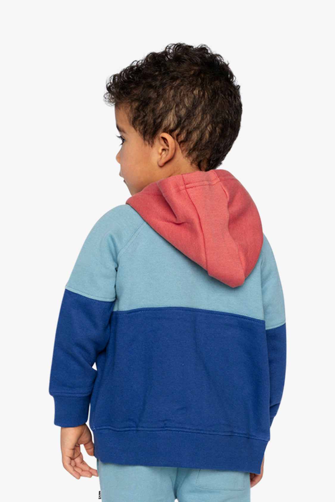 Deux par Boys Full Zip Hooded Colorblock Fleece Jacket with Front Pockets