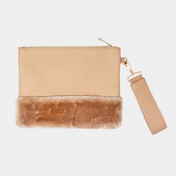 Fashnzfab Solid Fur Clutch Bag