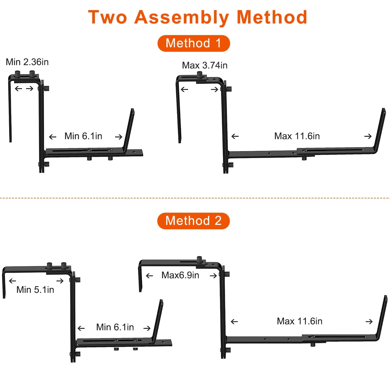 GBruno 4 Pcs Adjustable Planter Box Brackets