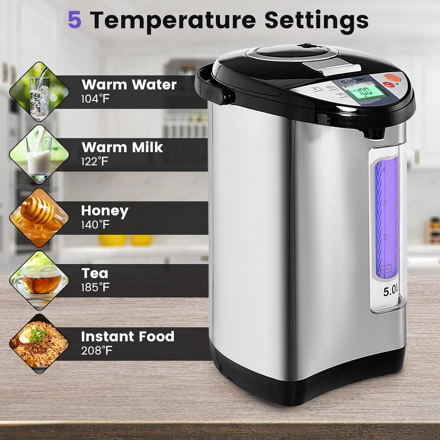LJG 5-liter Electric LCD Water Boiler and Warmer