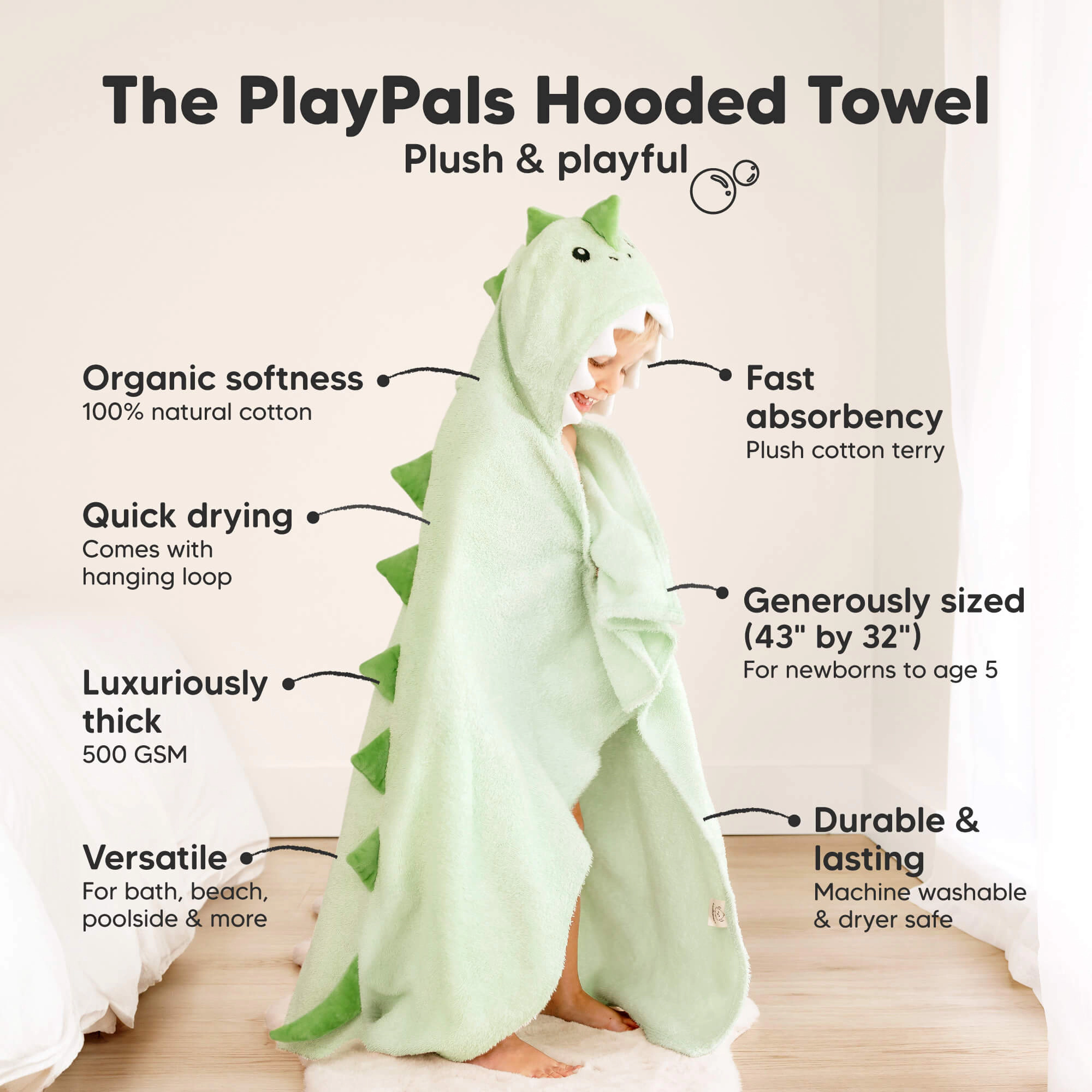 KeaBabies PlayPals Hooded Towel