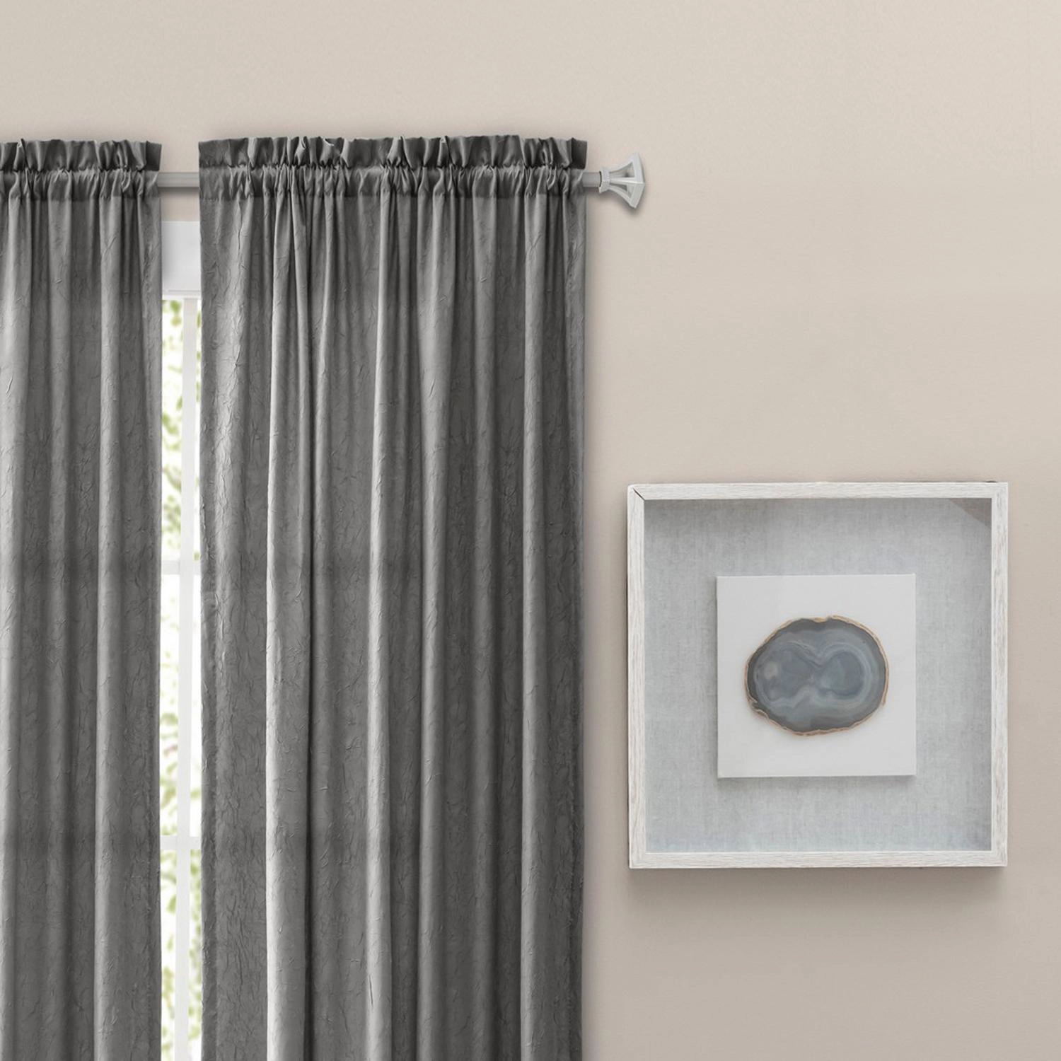 Ellis Curtain Portland Crushed Taffeta Rod Pocket Tailored Panel - 48x63", Grey