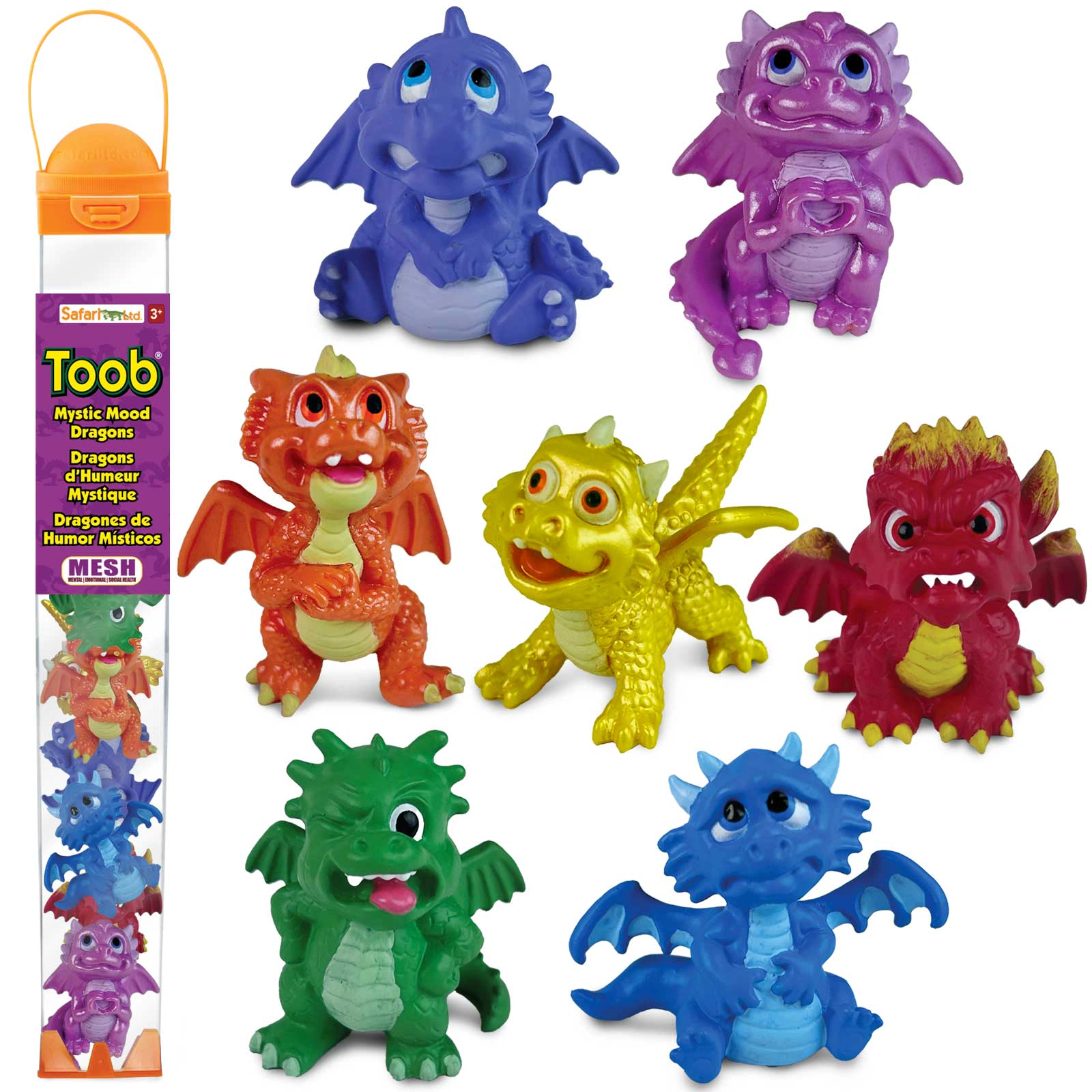 Safari Ltd. - Mystic Mood Dragons TOOB - contains 7 Mini Figurines