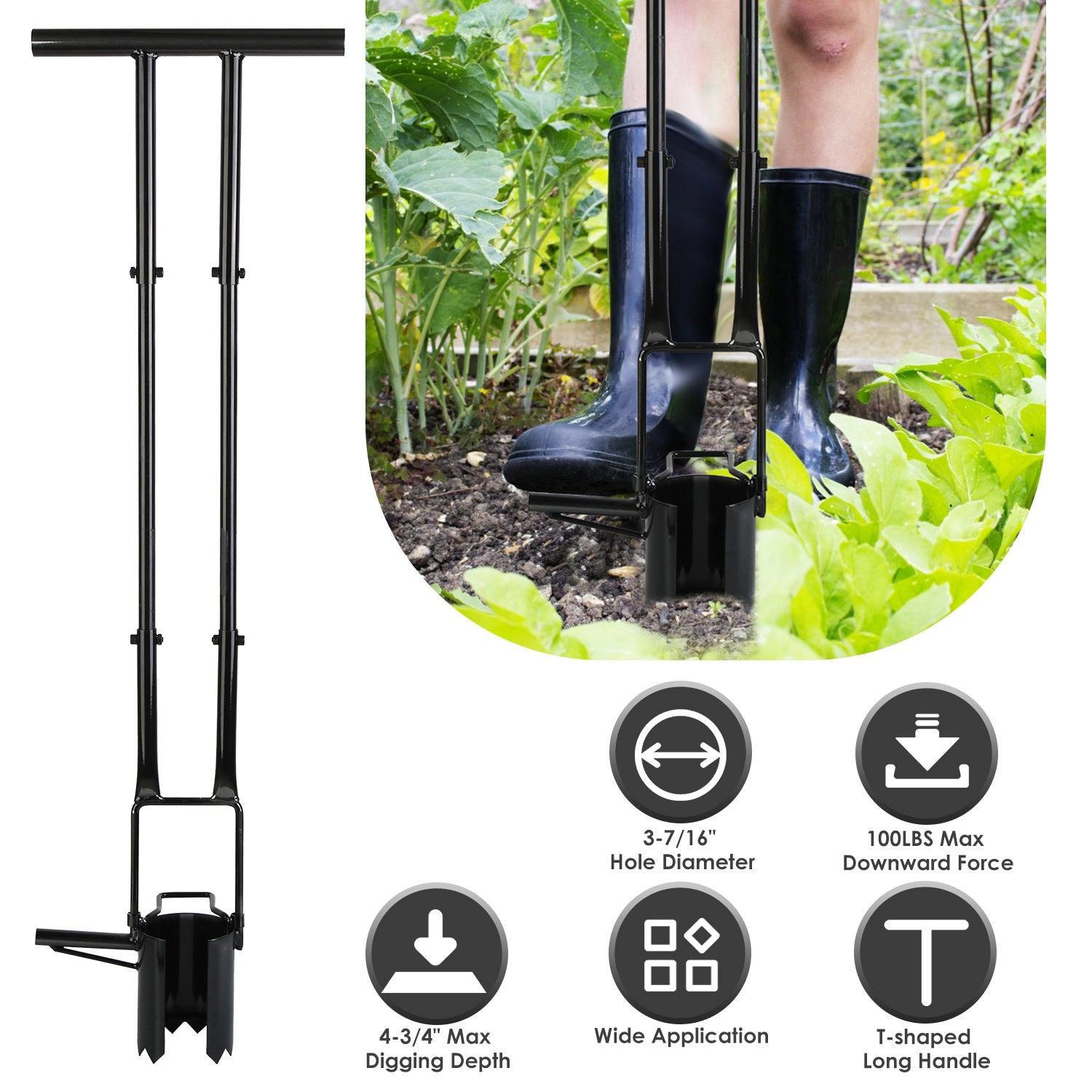 GBruno 5-in-1 Long Handle Bulb Planter Tool