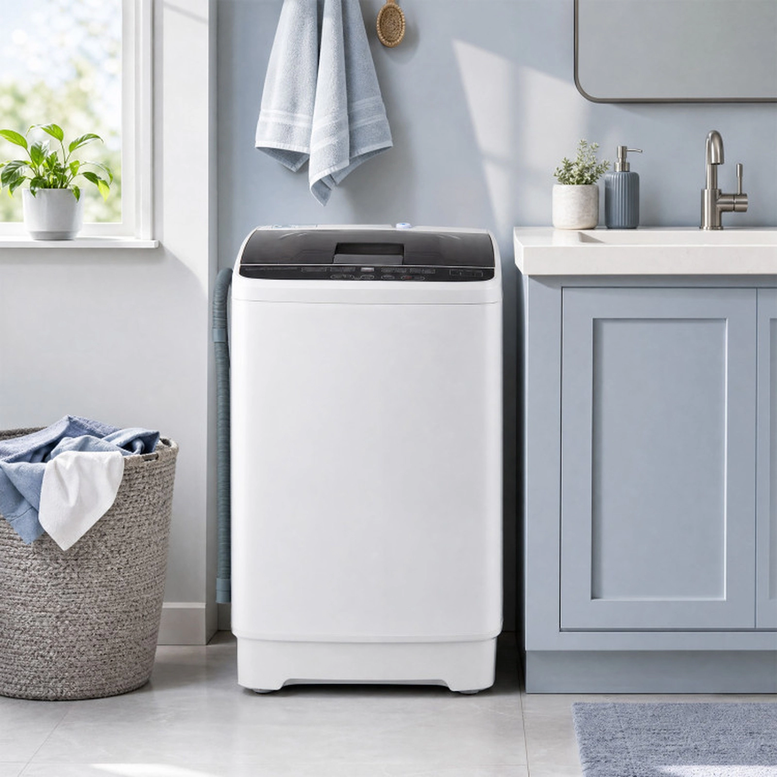 SUGIFT White 7.7-lb Full Automatic Portable Washing Machine with 8 Wash Programs 16.4-in W 16.4-in D 27.5-in H