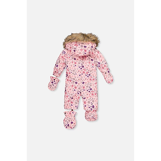 Deux par Deux Girls Mini Flower Print One Piece Snowsuit Adapted for Car Seats with Detachable Hood
