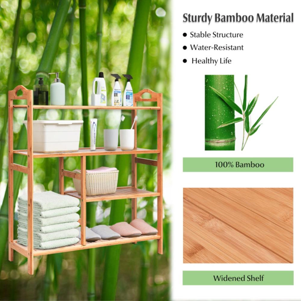 Hivvago 4 Tiers Multifunction Bamboo Storage Shoe Rack for Entryway Hallway