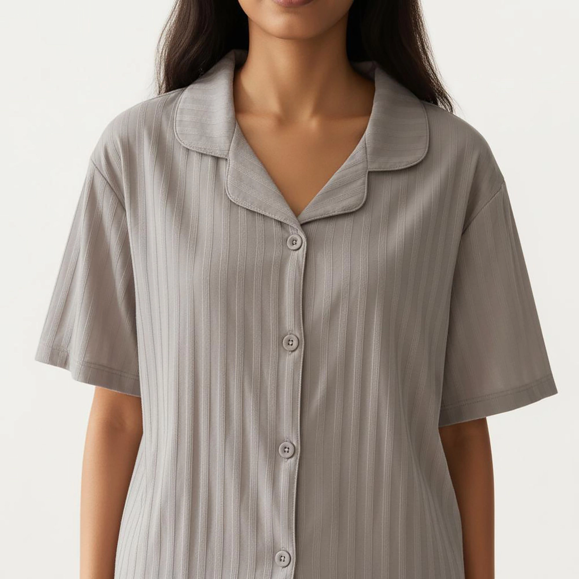 Anna-Kaci Women's 2-Piece Short Sleeve Button Down Pajama Top with Notch Collar and Relaxed Fit Shorts