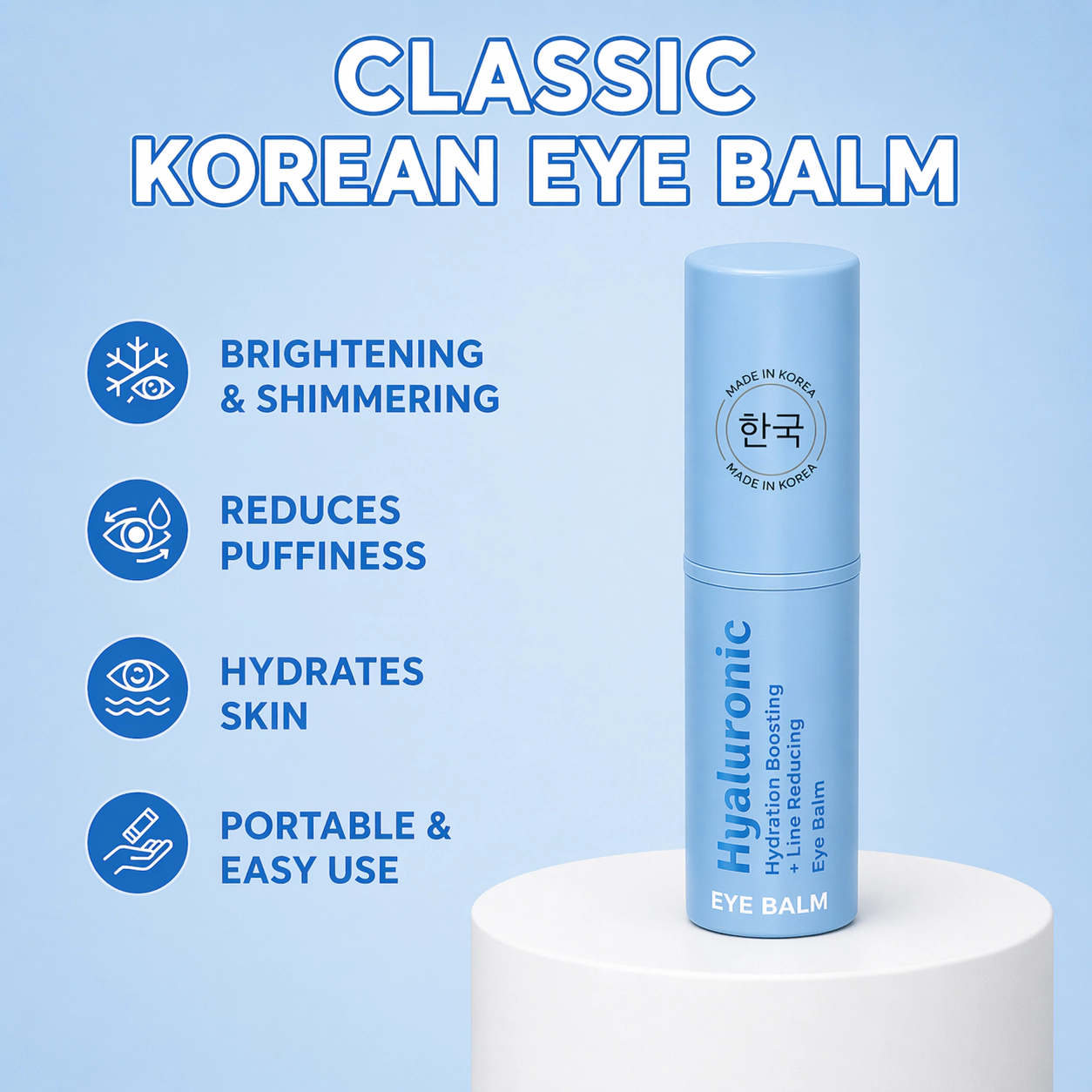 Lovery Hyaluronic Hydration-Boosting Eye Balm - Korean Skin Care Moisture & Line-Smoothing Treatment