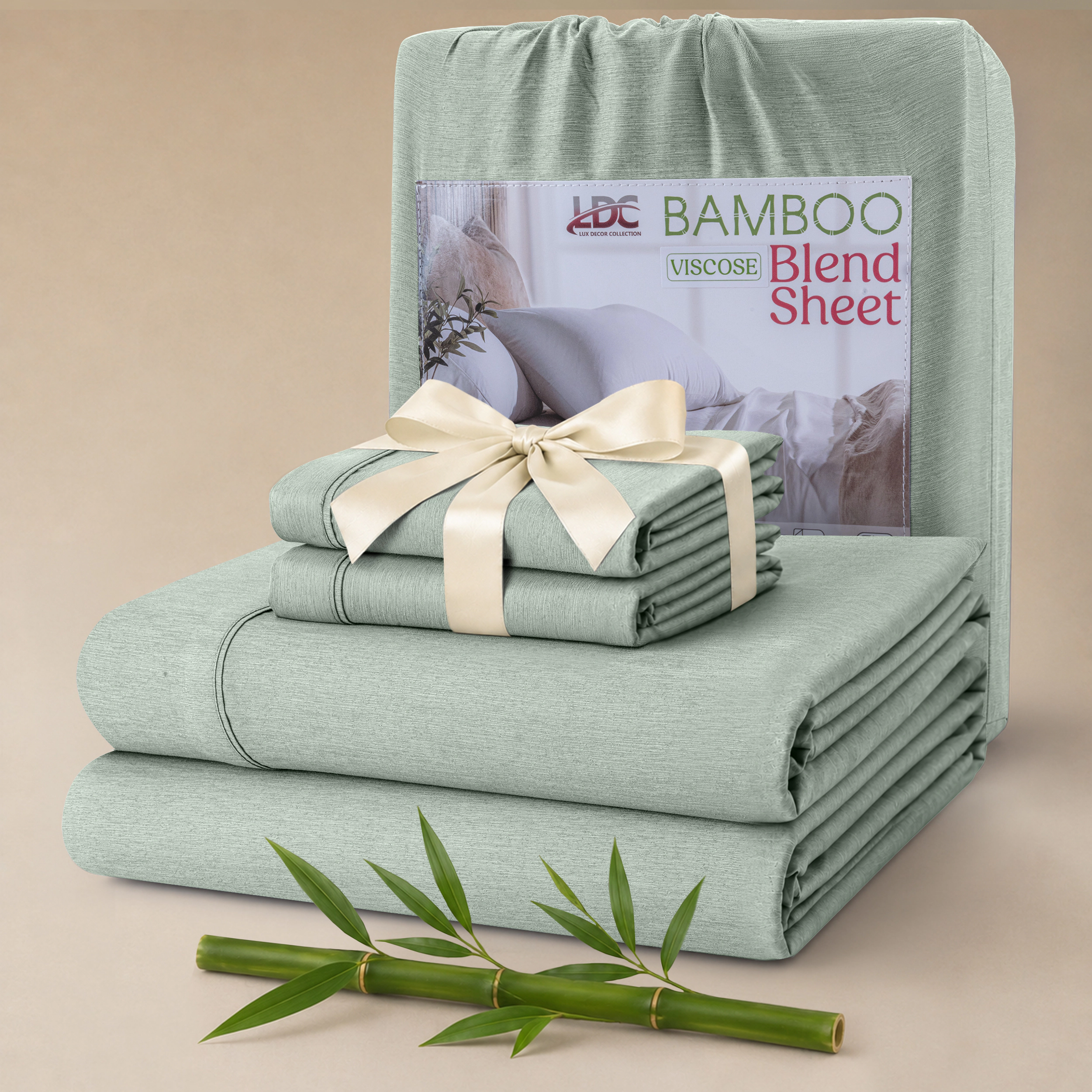 Lux Decor Collection Rayon from Bamboo Viscose Blend Sheet Set, Soft, Cooling & Breathable