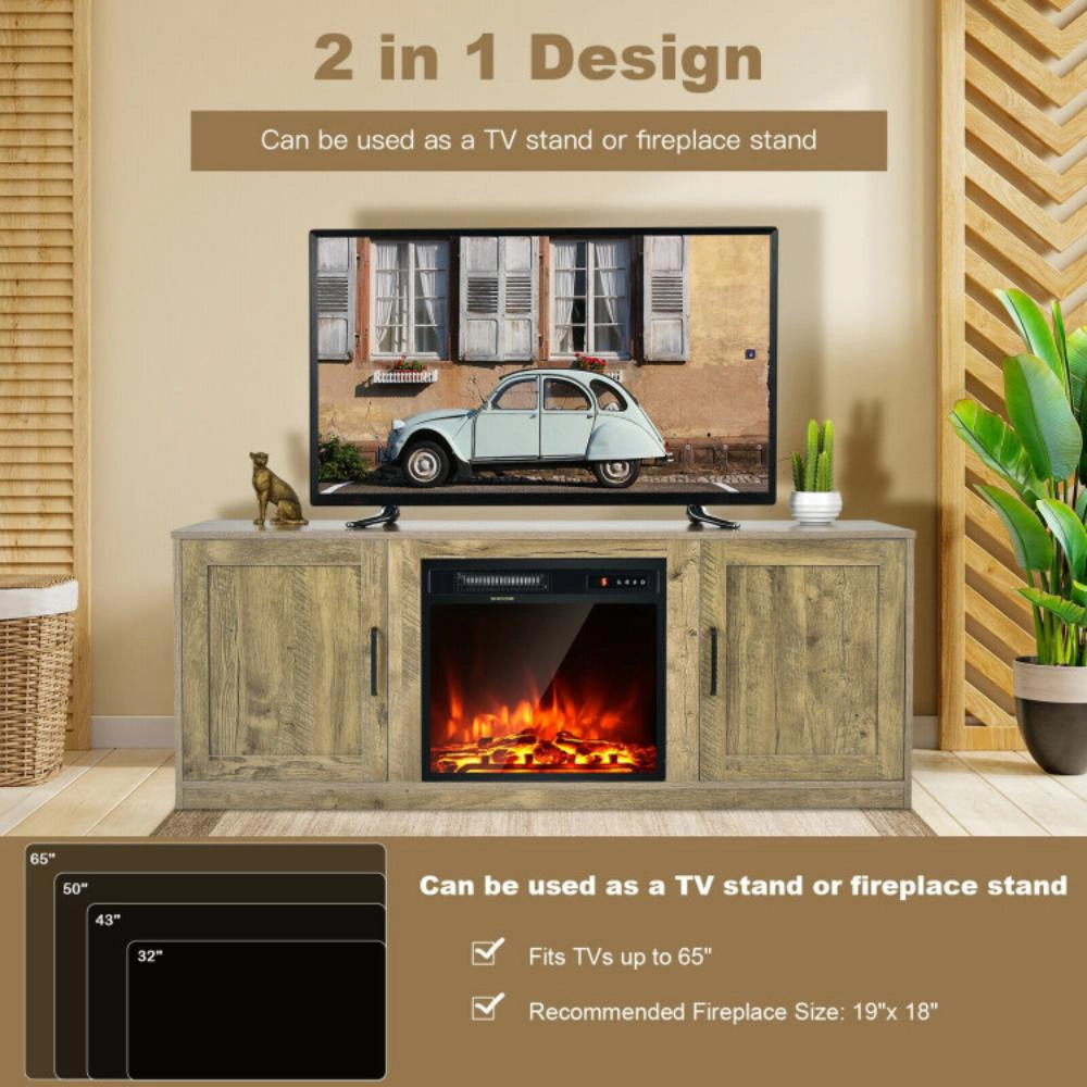 Hivvago 58 Inch Tv Stand With 1500W Faux Fireplace For Tvs Up To 65 Inch