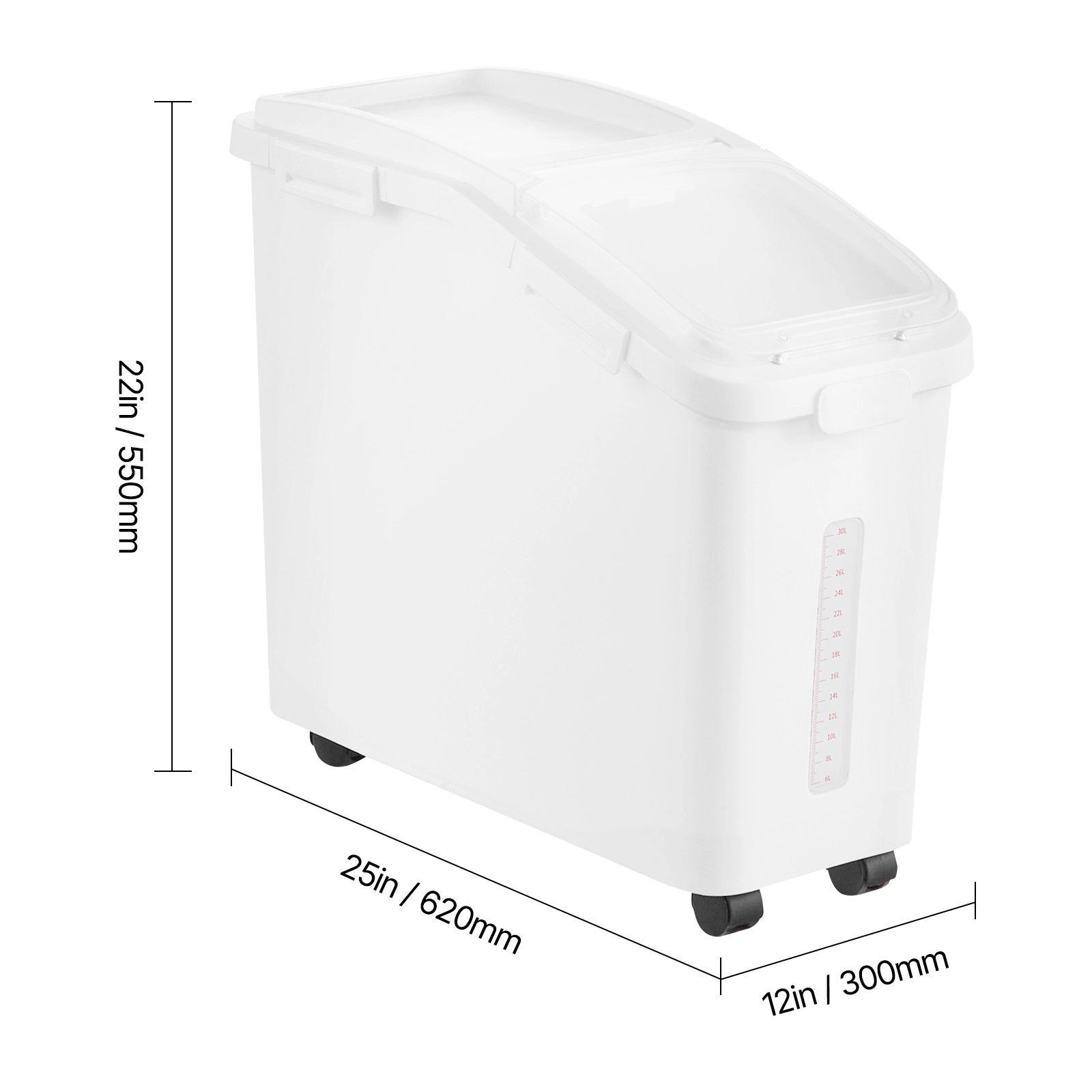 HONGGE Rice Storage Container Dog Food Dispenser Bin with Airtight Lid
