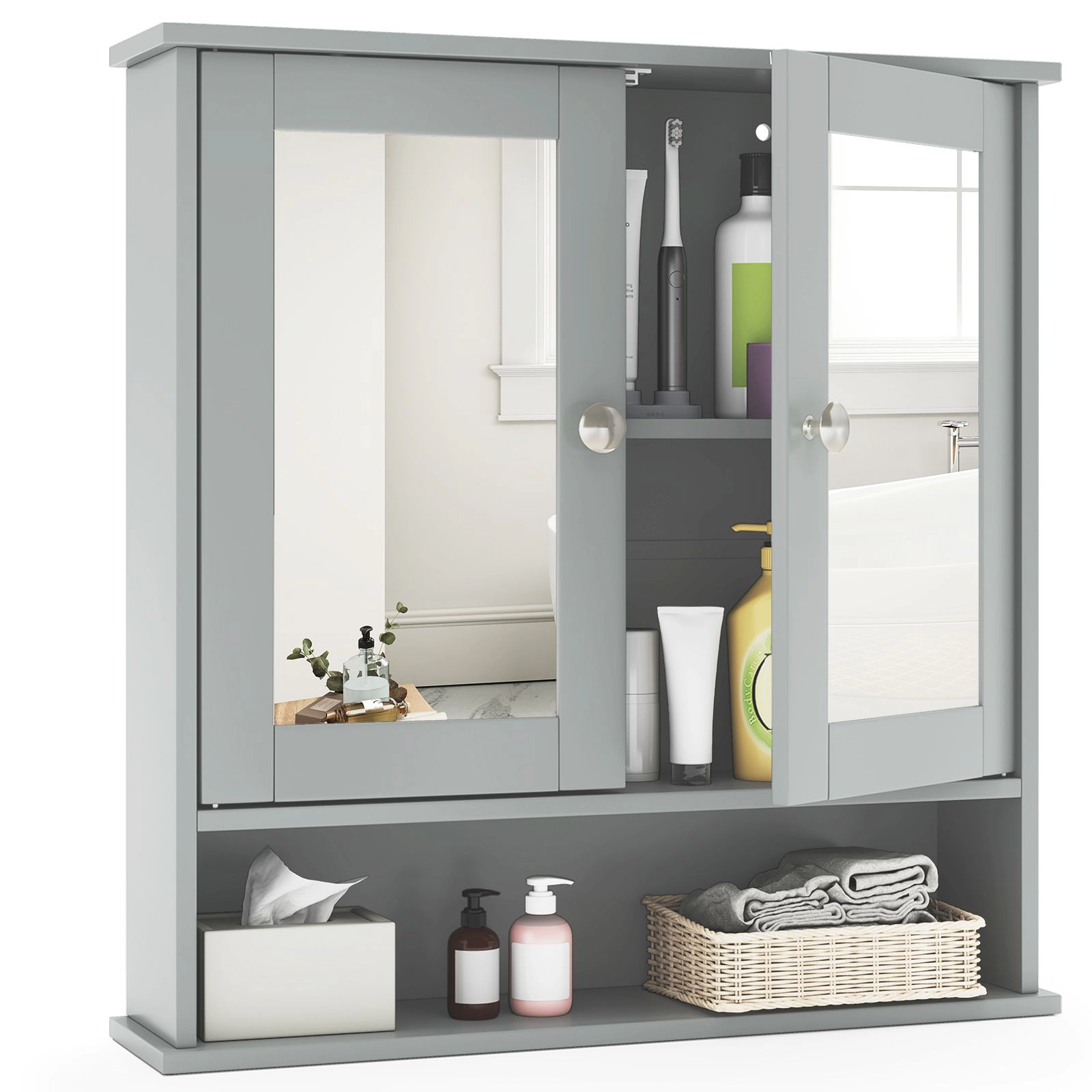 SlickBlue Space Saving Medicine Cabinet with Mirror Door for Bathroom Organization