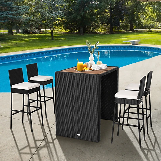 LJG 5 Pieces Patio Acacia Wood Dining Set