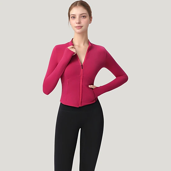 Anna-Kaci Women's Long Sleeve Full-Zip Athletic Jacket with Thumbholes and Fitted Silhouette