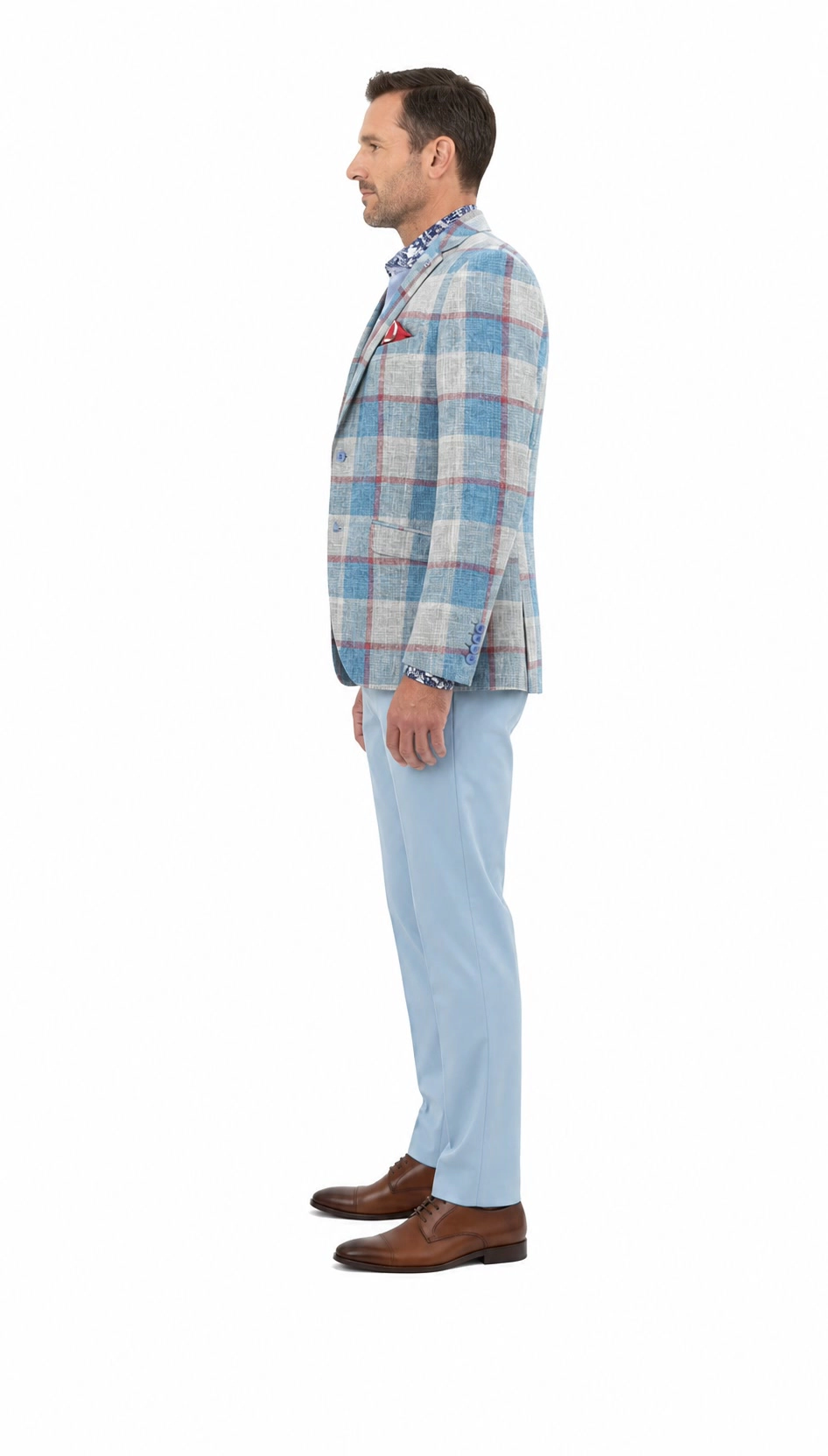 Elie Balleh Men's Slim Fit Big Plaid Sports Blazer